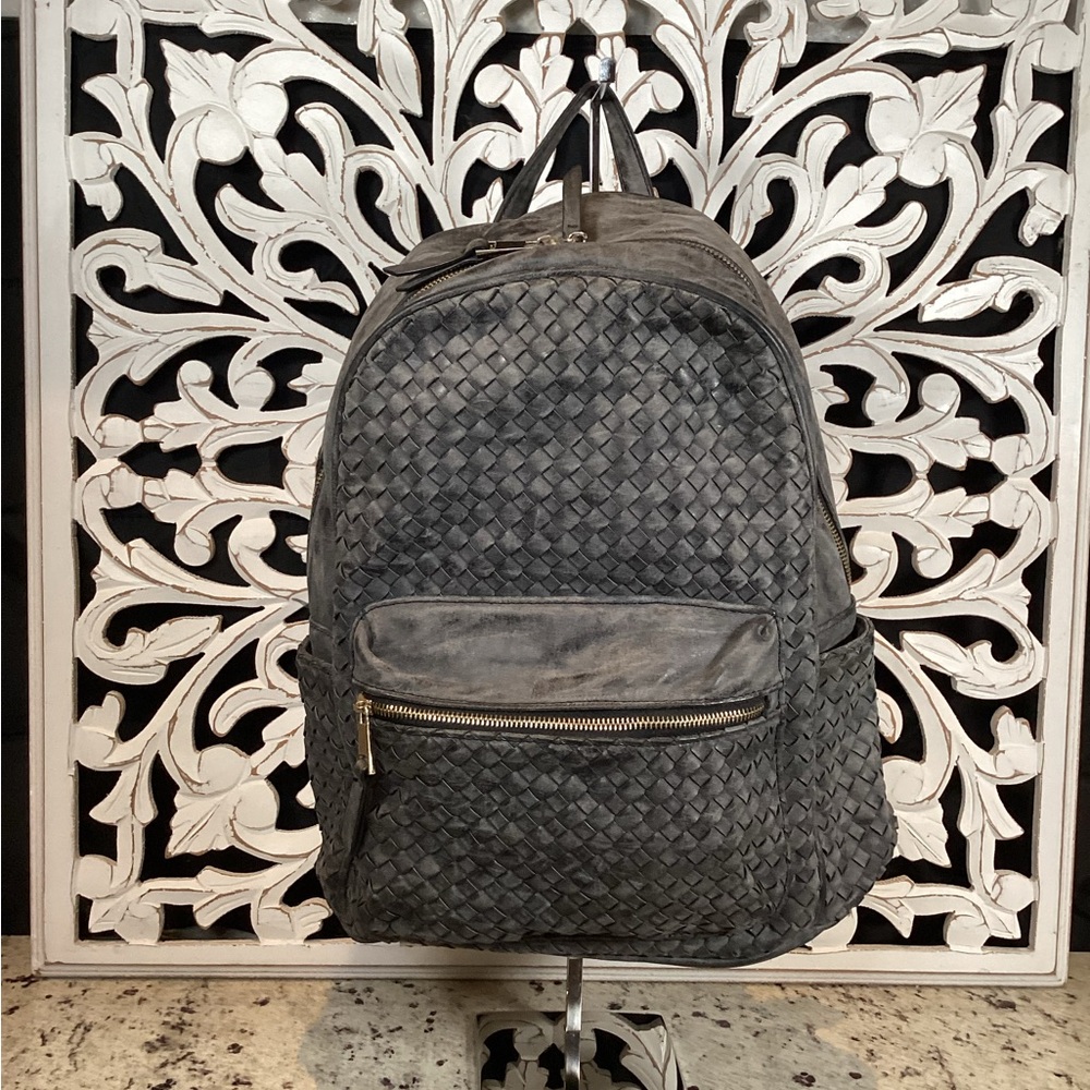 Madison West Kylee Vegan Leather Basket Weave Backpack